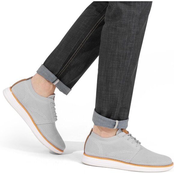 ⚡Men Grey Knit Flex Breeze Mesh Oxfords Lace-Up Lightweight Walking Sneaker - Picture 9 of 10